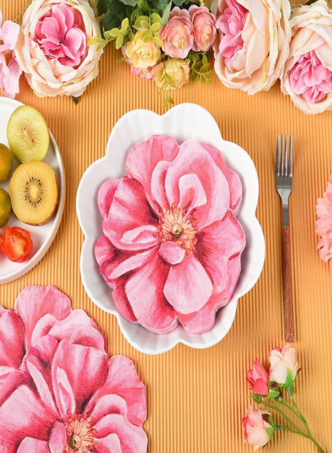 AimFun 100Pcs Flower Paper Napkins Pink Disposable Floral Napkins Christmas Flower Shaped Cocktail Napkins for Valentines Holiday Dinner Tableware Birthday Bridal Baby Shower Party Supplies - Image 4